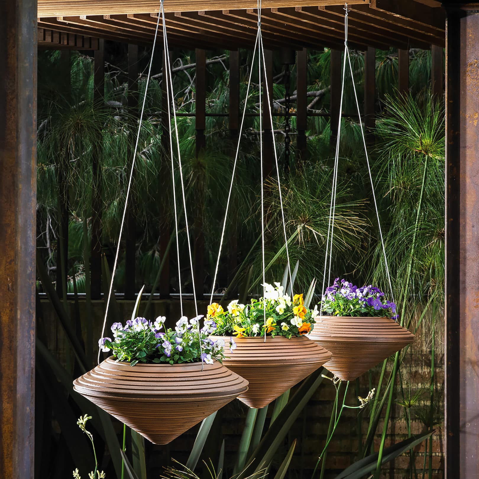 Trio of Daniel Hanging Planters in Rust